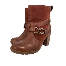 Timberland Dennett Strappy Heeled Ankle Bootie Women 6.5 Suede Leather Bohemian