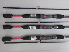 lot 3 New Zebco 33 Camo Casting 6’ foot Rods Medium Action Pink 2 piece