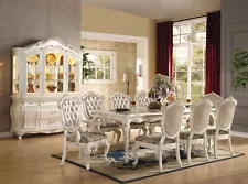 ON SALE Traditional Pearl White 9pcs Dining Room Furniture Table Chairs Set ICA4