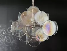 Vintage Italian Murano chandelier - 36 iridescent disks