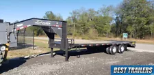 2024 Delta G82510T 25 ft flatbed equipment trailer gooseneck w mega ramps 20+5