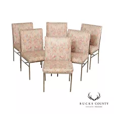 Hollywood Regency Style Set of Six Chrome Dining Chairs