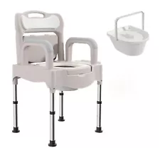 Bedside Commode, Portable Toilet for Adults, Toilet Seat with Armrests, Heigh...