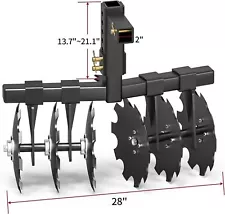 Heavy Duty ATV/UTV Disc Plow Harrow W/ 28" Cut Width & 2" Receiver Hitch Attach