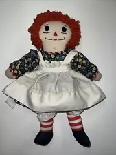 Raggedy Ann Handmade Doll Dress Apron Embroidered Face & Heart Light Weight 15”