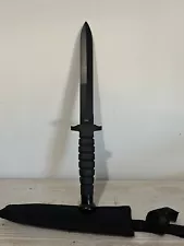 Marine Commando 12” Overall Military Knife Stealth Black Stainless Steel Blade