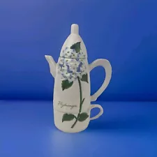 Hydrangea Hand Painted Tea for One Tea Set Teapot & Mug Decorative Tea Pot