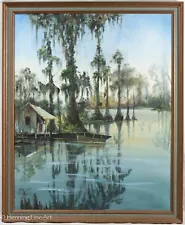 Stunning Louisiana Swamp Landscape Cypress Trees with Moss & Shack Stan Fontaine