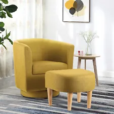 Swivel Accent Armchair Single Sofa w/Ottoman Modern Fabric Chair for Living Room