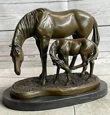 Handmade Bronze Statue Sculpture on Marble Base Stallion Mare Thoroughbred Sale