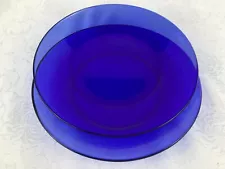 (2) Cobalt Blue Glass Dinner Plates 9.75” Good Preowned Condition Unbranded