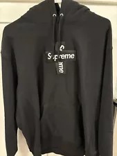 Black Supreme Cross Box Logo Hoodie, Men’s Large-NEW