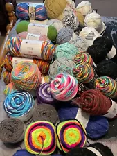 Large Mixed Acrylic Yarn Lot Skeins Loops & Threads Big TWIST red heart +more