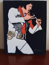 ELVIS PRESLEY Last CONCERT - Black velvet painting 16x20