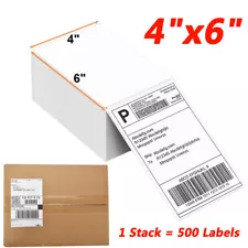 500 4" x 6" Fanfold Direct Thermal Shipping Labels for Zebra & Rollo Printers