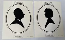 2 VINTAGE TIVOLI 1963 SILHOUETTE PICTURE COUPLES PAPER CUT ART FECIT EIDEM