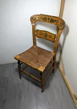 Vintage Ethan Allen Hitchcock Woven Rush Seat Button Back Dining Chair