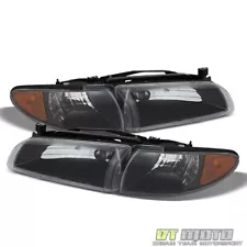 Black 1997-2003 Pontiac Grand Prix Headlights w/ Corner Signal Lights Pair 97-03