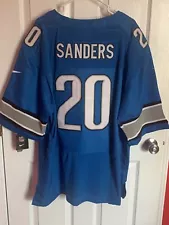 New NFL Nike BARRY SANDERS Detroit Lions Light Blue Jersey Stitched Size 3XL