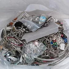 5+ Lbs Silver Tone Jewelry Scrap Bulk Lot for Craft or Repair