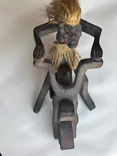 Hand Carved Tiki African Figure Motorcycle