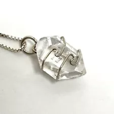 925 Sterling Silver Chain W/ "Herkimer Diamond" Double Terminated Quartz Pendant