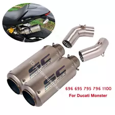 Slip on for Ducati Monster 796 696 795 1100 Exhaust Mid Pipe Muffler Tips System (For: 2011 Ducati Monster 796)