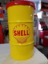 1930S 1940S 1950S SHELL OIL VINTAGE GAS STATION STYLE 16 GALLON STEEL TRASH CAN