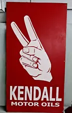 Vintage KENDALL MOTOR OIL Heavy Steel Sign with Hand