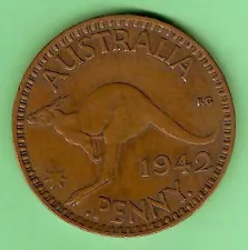 1942 AUSTRALIAN BRONZE PENNY - INDIA "I" MINT MARK - SEE DESCRIPTION