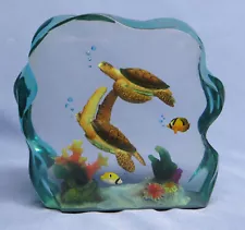 Rare Dakin Artist Collection Wyland " Sea Turtle Flight " Lucite Figurine #1122