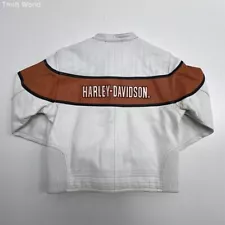 Harley Davidson Genuine Leather Orange White Jacket Women's Size M