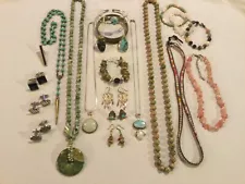 Estate Navajo Jewelry Sale~925, Turquoise, Jasper, Unakite, Moonstone, Quartz &