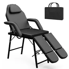 73"-81"L Portable Massage Table Split Legs with Bag, PU Leather Steel Frame