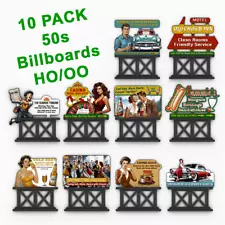 HO Scale Vintage 1950s Era Outdoor Billboard Kit - 10 Piece Economy Set