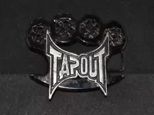 Tapout Mens Silver and Black Brass Knuckles Belt Buckle 4 1/4" x 4"