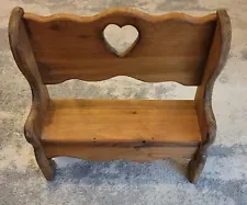 Vintage Handmade Solid Wood Heart Cut-Out Farmhouse Small Bench 16"Lx6"Wx14"H ❤️