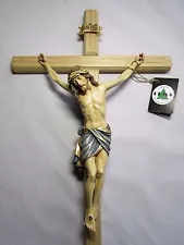 Large Wall Cross, Crucifix - Beautifully Hand Painted & Hand Carved - All Wood