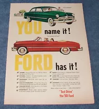 1950 Ford Custom Deluxe Tudor Sedan and Convertible Vintage Ad "You Name It!"