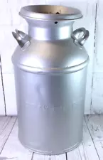 Vintage 10 Gallon Silver Steel Metal MILK CAN with Lid Curlew Cry Chewelah