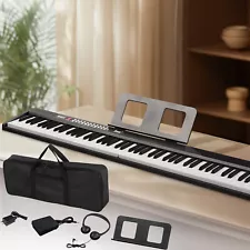 Glarry 88-Key Full Size Semi-Weighted Digital Piano Foldable Keyboard + Bag