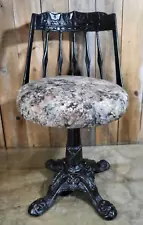 VINTAGE CAST IRON SWIVEL CHAIR BLACK GOTHIC DESIGN HEAVY 30LB Very Rare