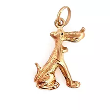 18K Yellow Gold 3-D Blood Hound Dog Charm Pendant 4/5" 1.8 grams