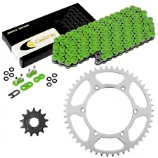 Green O-Ring Drive Chain & Sprockets Kit for Kawasaki KX450F KLX450R 2006-2017 (For: 2017 KX450F)