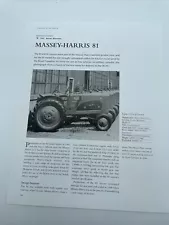 1941 Massey-Harris 81 Tractor Frameable Article Pics Specifications Display