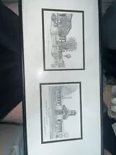 Nevin Robinson (2) Framed Drawings Of CMU CARNEGIE MELLON UNIV Signed Sale