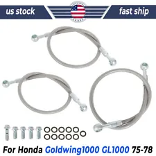 3x For Honda 1975-1978 Gl 1000 Goldwing Stainless Steel Front Brake Line Kit (For: 1975 Goldwing 1000)