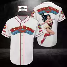 Personalized Wonder Woman Superheroes Movie Fans Baseball Jersey Shirt S-5XL