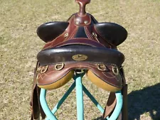 Down Under Australian Saddle with Stainless Steel Stirrups 15" Seat With Horn