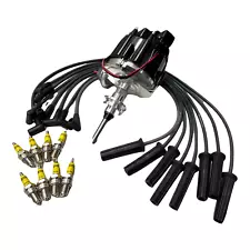 HEI Distributor + Wire Set + Spark Plugs For Dodge Ram Chrysler 318 340 360 Cu